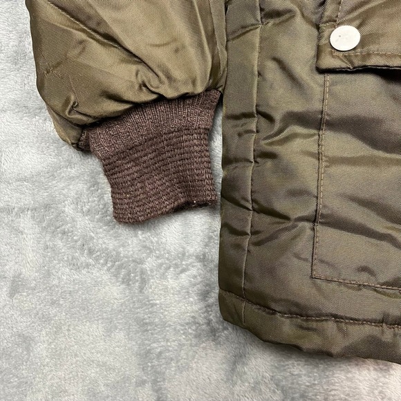 Vintage 70s 80s Olive Green Lined Bomber Jacket Hidden Hood Sportswear Men's Lrg - Picture 9 of 16